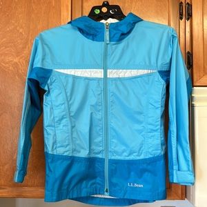 LL Bean Youth Full Zip Windbreaker Rain Jacket with a Hood.
